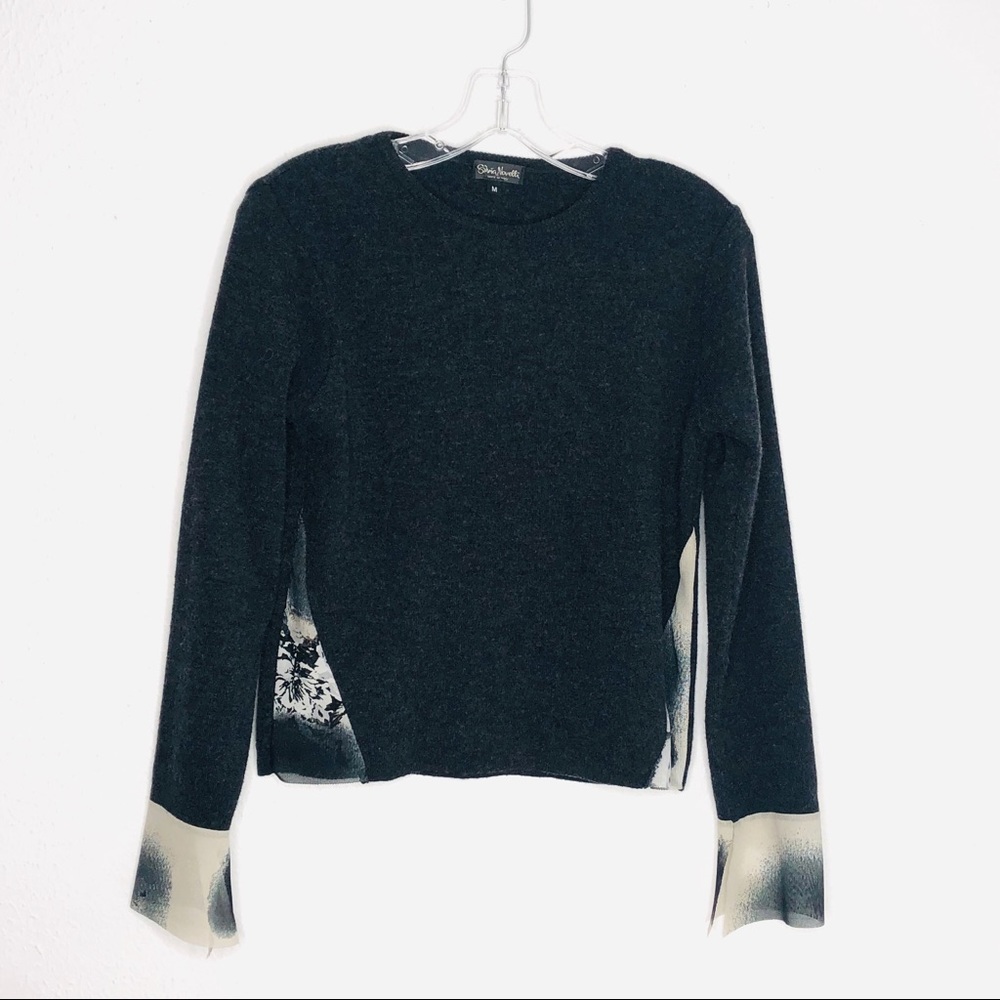 Silvia Novelli Charcoal Wool Sweater Chiffon M